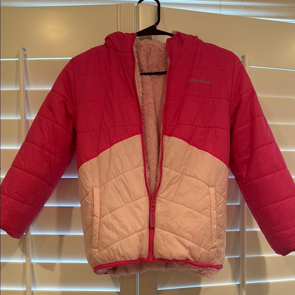 Eddie Bauer Pink and Cream Puffer Jacket